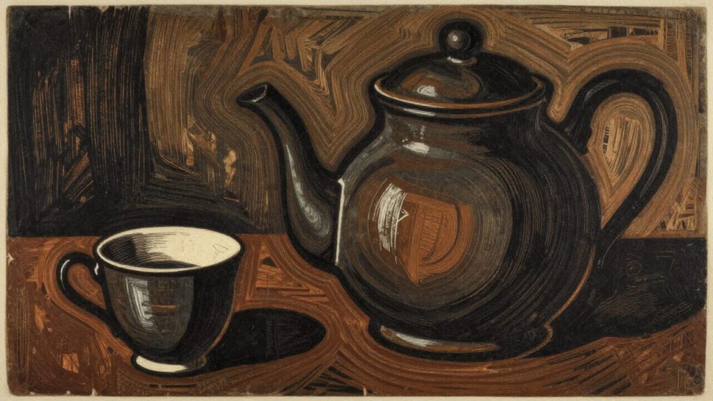 Teapot with a teacup